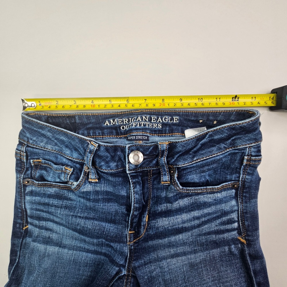 American Eagle Kick Bootcut Jeans Women 2 Short Dark Wash Super Stretch - Picture 8 of 16